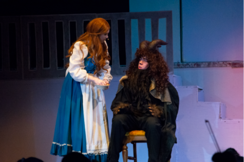 THERE’S SOMETHING THERE: Patrick Jackson (10) as the Beast and Ellie Banke (12) have a heart to heart