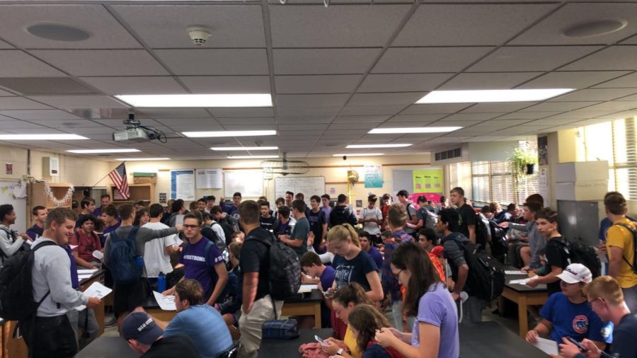 HUGE TURNOUT: over 100 people attend the 2019-2020 school year’s first bass fishing meeting on Aug. 28.