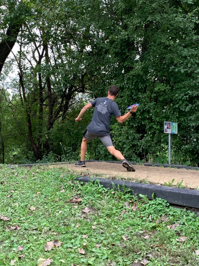 FROLF: Eric Bican (12) tees off