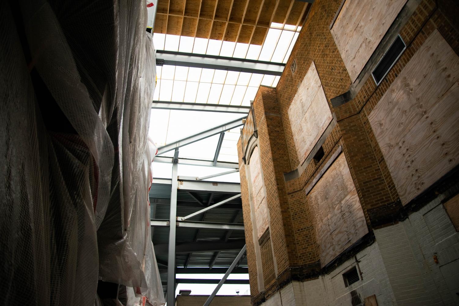 A partial view of the new skylight, meant to allow additional natural light into certain hallways.