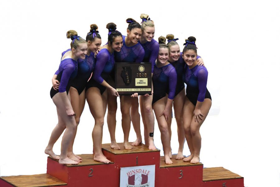 ONE TEAM ONE DREAM: The Trostangs pose atop the podium following a first place finish at Sectionals Feb. 02.