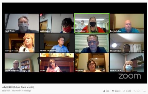 DISCUSSING: the Board of Education discusses fall plans at a virtual board meeting July 20.