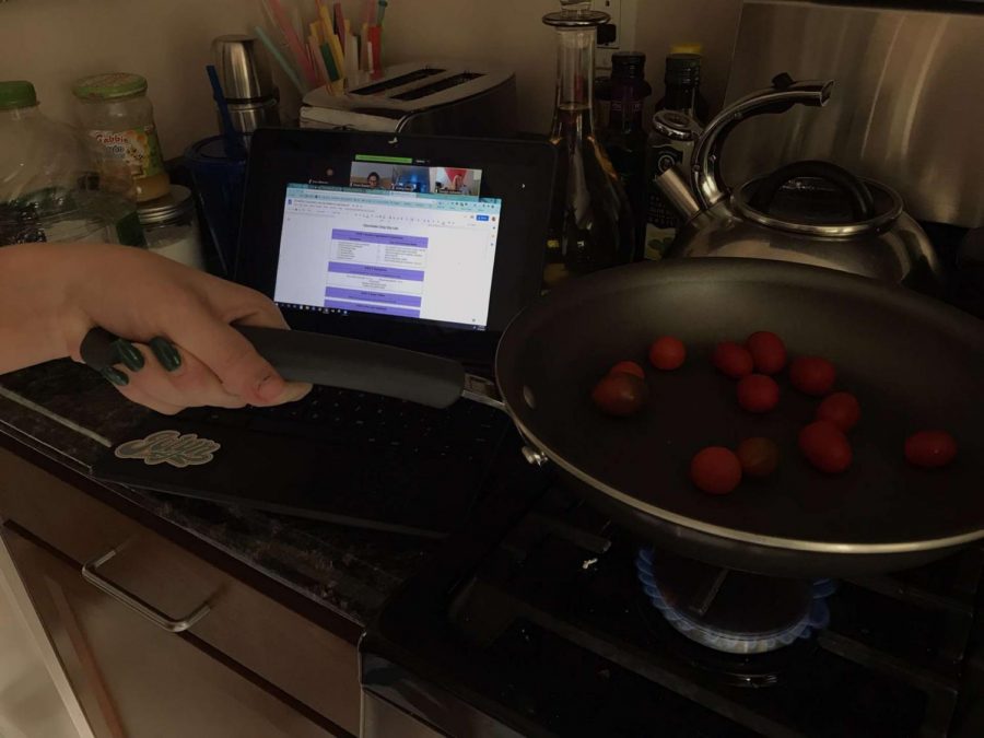 COOKING ON ZOOM: how a typical lab day in a remote learning culinary class would look.