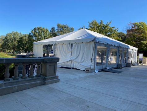 STAYING SAFE: One of the many free walk-up testing locations around UIUC's campus.