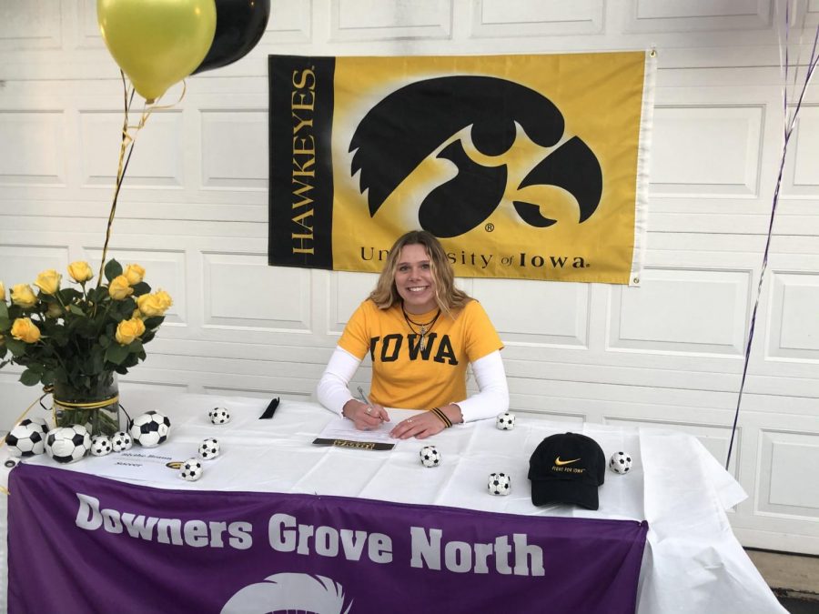 SIGNING CELEBRATION: “My mom and I decided that it would be best to host our own little celebration outside of our house. It was just my teammates and coaches and close friends to keep the numbers small and be responsible with COVID-19,” Braun said. 