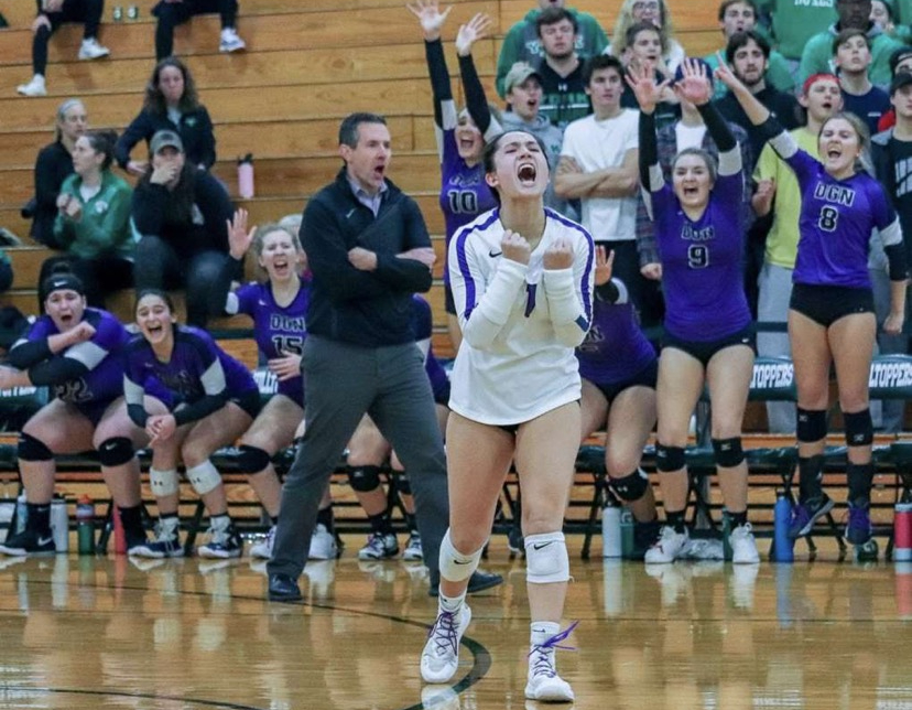 THE FEELING OF SUCCESS: Senior Maddi Cuchran leads teammates to victory 