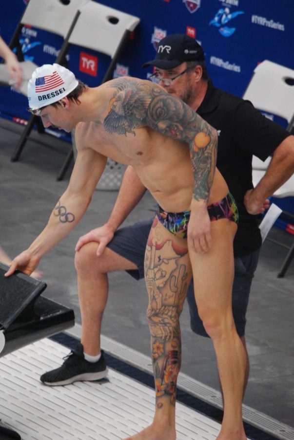 WARMING UP: Olympic swimmer Caeleb Dressel prepares for upcoming race. 
