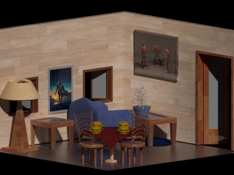 ROOM SCENE: In a class competition, Nathaniel Haubold (9) animated and designed this room scene, earing first place.
