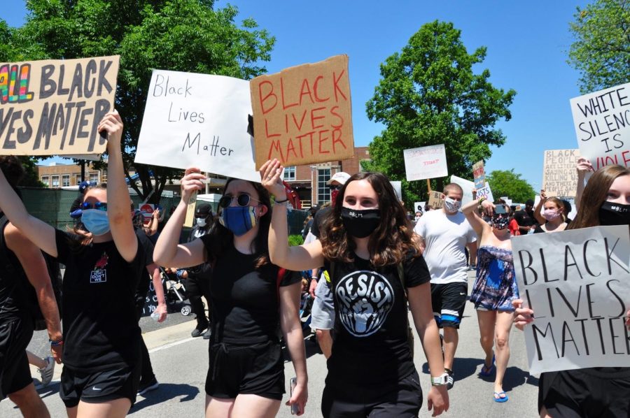 MARCHING FOR WHAT MATTERS: Gwen Casten pictured partaking in the 2020 Downers Grove Black Lives Matter rally with Claire Gorey. 