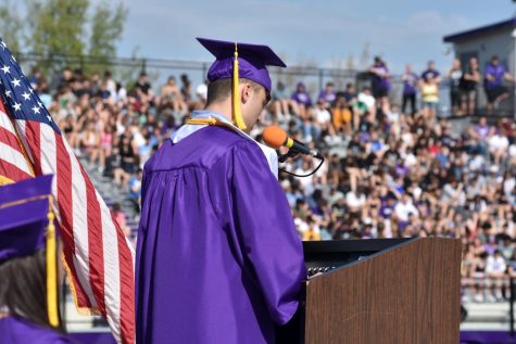 FINAL WORDS: 2022 graduate Nathan Nutt speaks at last years honors convocation assembly. 