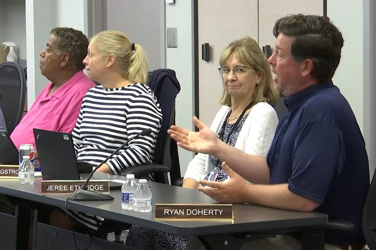 SUMMER RECAP: Director of Student Experiences Ryan Doherty explains work of teacher committees to the Board of Education July 17.