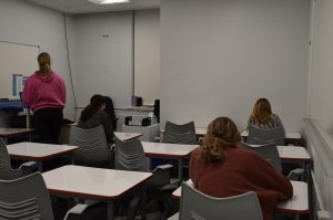 HARD AT WORK: Students make up and retake assessments in the testing center 